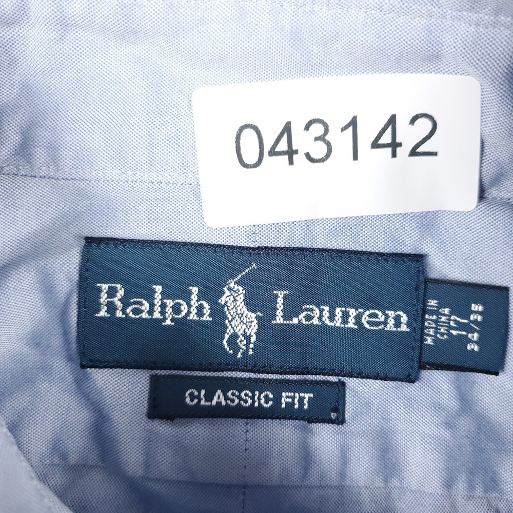 Ralph Lauren Mens 17 Blue Pony Dress Button Up Long Sleeve Shirt Regular Fit - Picture 7 of 7